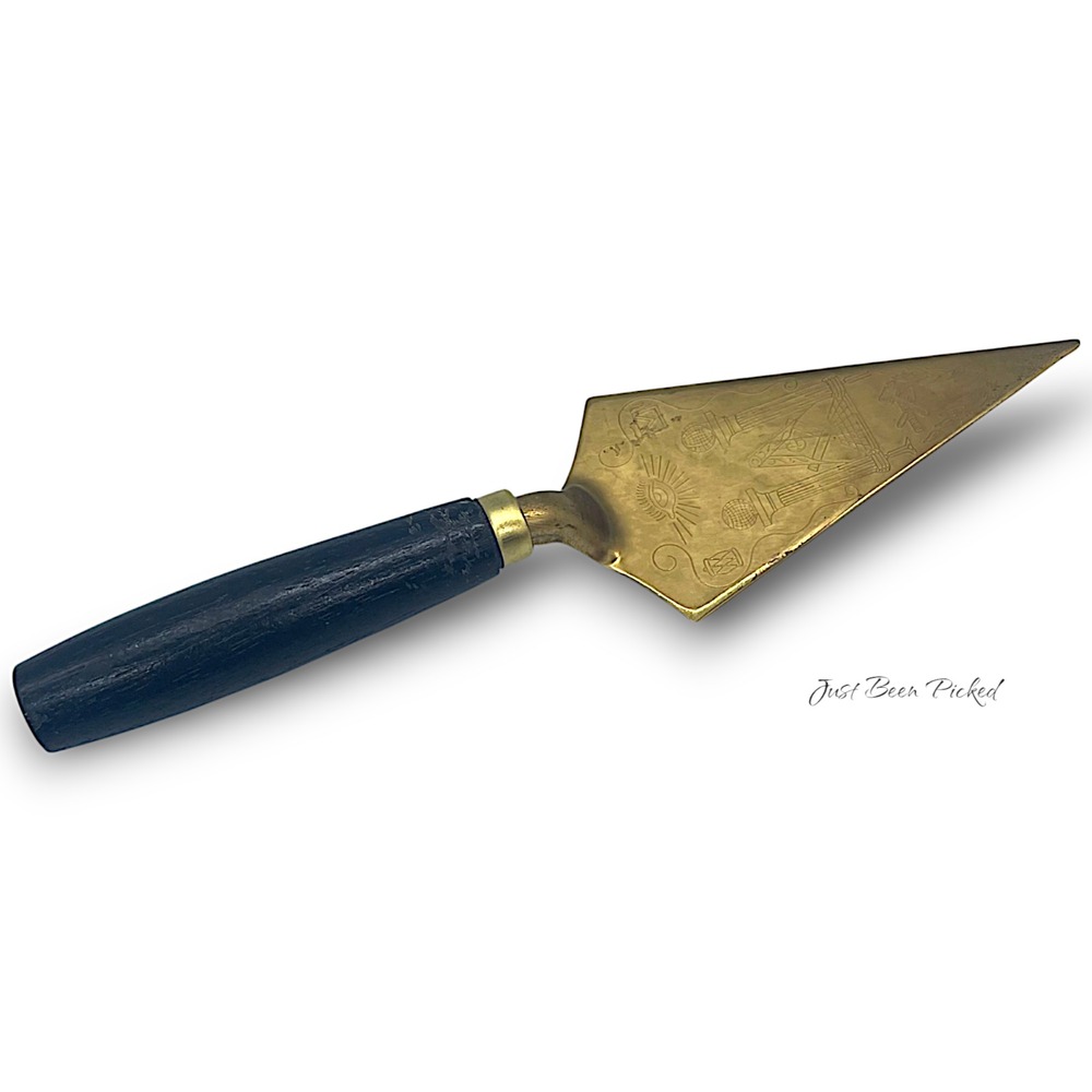 Masonic Ceremonial Trowel Brass Engraved Mizpah Lodge No 245 1989 7.5"‎